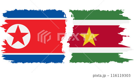 Suriname and North Korea grunge flags connection vector Suriname and North Korea grunge flags connection vector 116119303