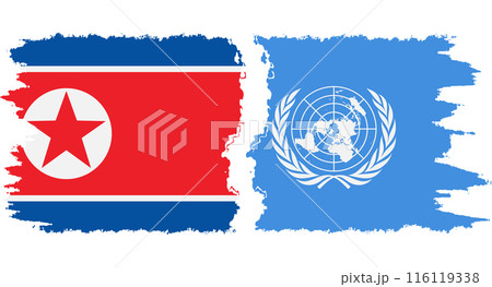 UN and North Korea grunge flags connection vector UN and North Korea grunge flags connection vector 116119338