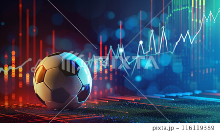 Football soccer with digital static graph background. 116119389