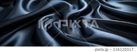 Close-Up of Smooth, Dark Blue Fabric Draped in Soft Waves Close-Up of Smooth, Dark Blue Fabric Draped in Soft Waves 116120317