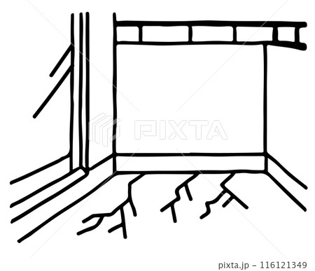 バルコニーのひび割れ線画 116121349