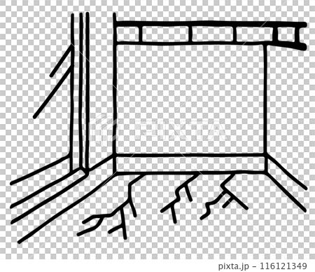 バルコニーのひび割れ線画 116121349