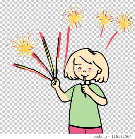花火で遊ぶ子供 116121564