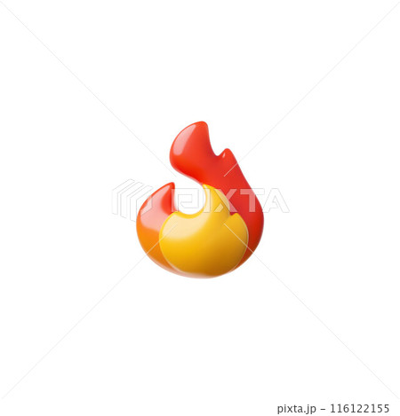 3D vector illustration of flame icon. Emoji on isolated background. 116122155