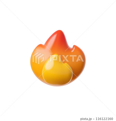 3D chat icon with fire flame on isolated background. 116122160