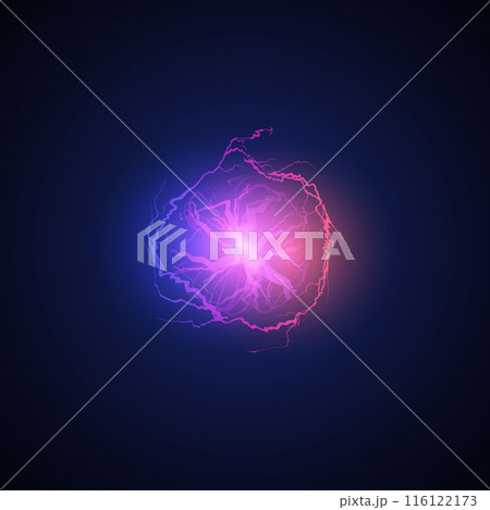 Energetic 3D ball lightning in vector graphics. Game design. 116122173