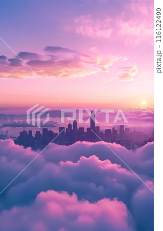 Cityscape Above the Clouds at Dawn 116122490