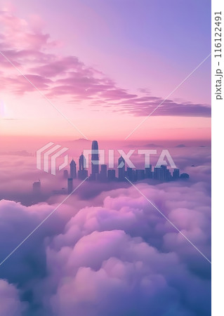 Cityscape Above the Clouds at Dawn 116122491