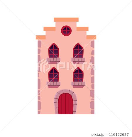 Medieval house vector icon, detailed European facade. 116122627