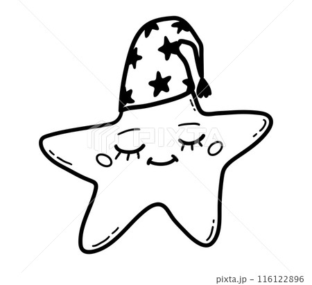 Cute Star character wearing sleeping cap 116122896