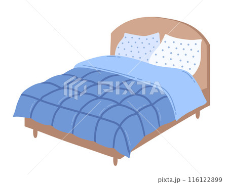 Vector illustration of double Bed with pillows Vector illustration of double Bed with pillows 116122899