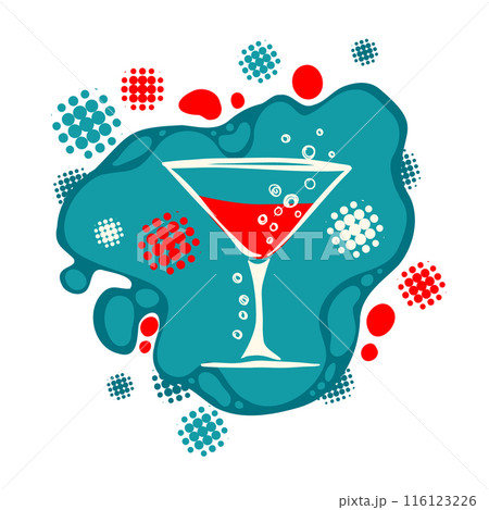 Red wine glass abstraction. hand drawing. Not AI. Vector illustration 116123226