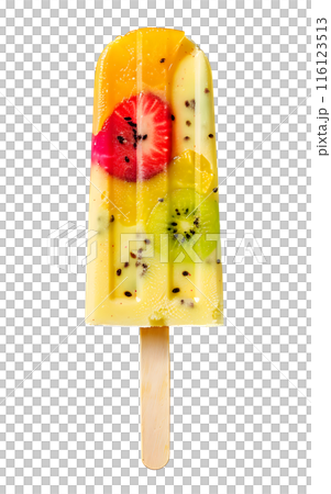 Fruit Ice Cream isolated on transparent background, summer food concept, generative ai Fruit Ice Cream isolated on transparent background, summer food concept, generative ai 116123513
