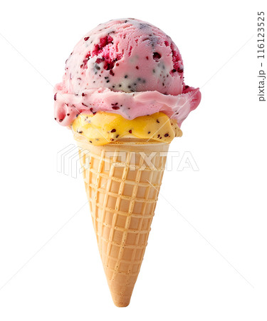 Fruit Ice Cream isolated on transparent background, summer food concept, generative ai 116123525