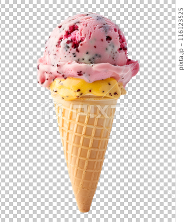 Fruit Ice Cream isolated on transparent background, summer food concept, generative ai 116123525