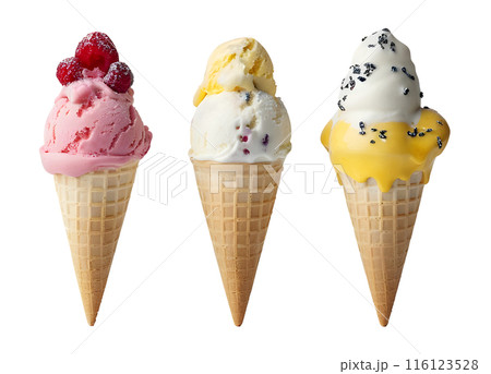 Fruit Ice Cream isolated on transparent background, summer food concept, generative ai Fruit Ice Cream isolated on transparent background, summer food concept, generative ai 116123528