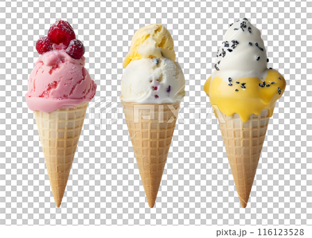 Fruit Ice Cream isolated on transparent background, summer food concept, generative ai Fruit Ice Cream isolated on transparent background, summer food concept, generative ai 116123528
