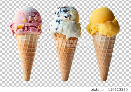 Fruit Ice Cream isolated on transparent background, summer food concept, generative ai Fruit Ice Cream isolated on transparent background, summer food concept, generative ai 116123529