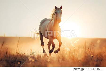 Horse in the wild, wild nature and animals concept 116123609