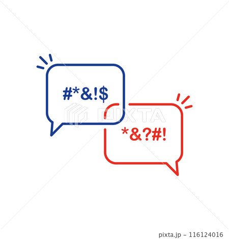 Icon Bubble of Swear and Argue. Chat Message Bubbles with Insult and Profanity. Censor and Bad Words line icon. Online Dialog, Chatting and Dirty Insult. Editable stroke. Vector illustration 116124016