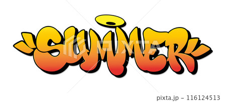 Summer in graffiti style label lettering. Vector illustration Summer in graffiti style label lettering. Vector illustration 116124513