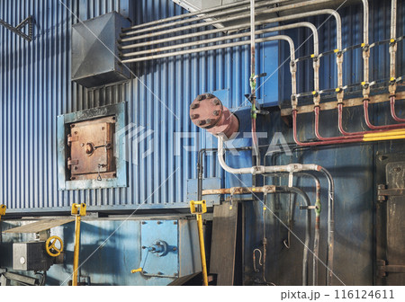Interior of an old coal fired heating plant supplying heat to a district heating network. 116124611