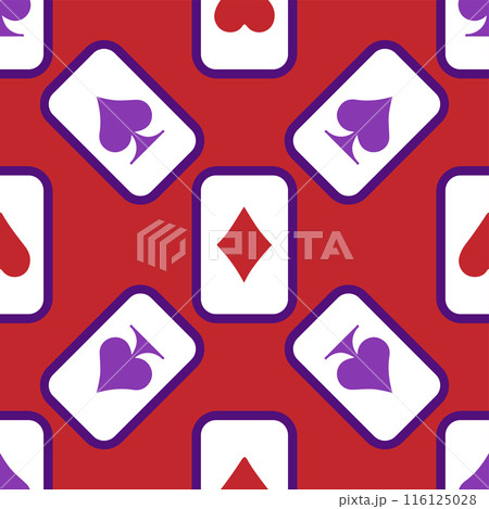 Purple falling playing cards seamless pattern. Poker and Wonderland. 116125028