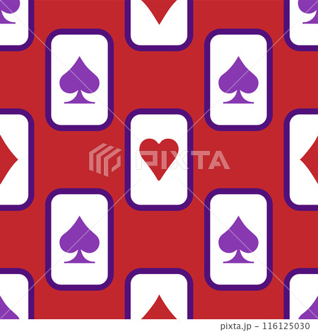 Purple falling playing cards seamless pattern. Poker and Wonderland. Purple falling playing cards seamless pattern. Poker and Wonderland. 116125030