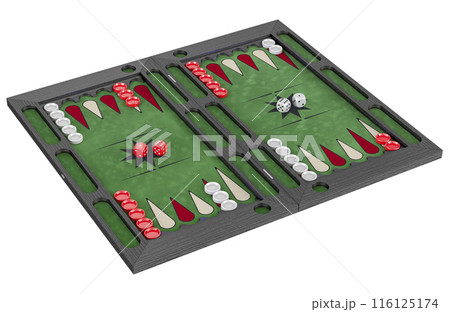 Opened backgammon board game, 3D rendering 116125174