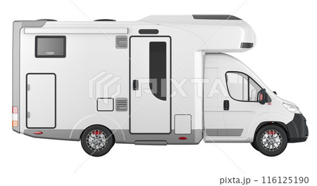 Motorhome, camper van. Side view, 3D rendering 116125190