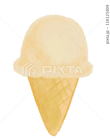 コーンにのったジェラートのイラスト コーンにのったジェラートのイラスト 116125809