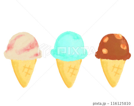 水彩風のカラフルなアイスクリームのイラスト 116125810