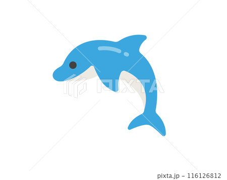 青色のイルカのアイコンのイラスト 116126812