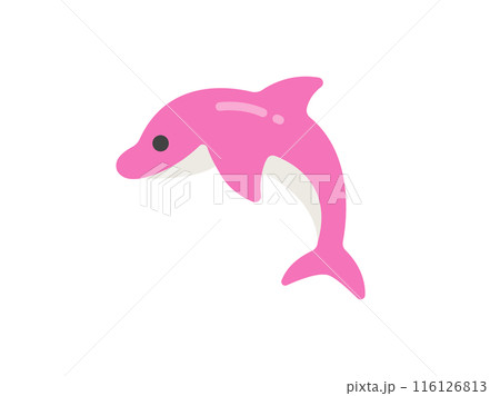 ピンク色のイルカのアイコンのイラスト 116126813
