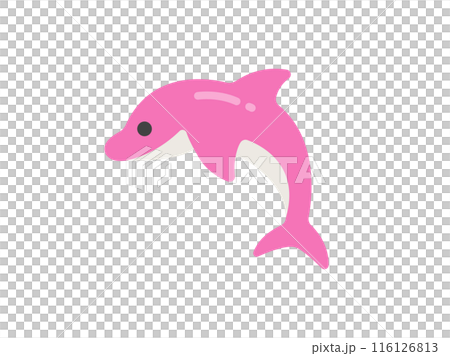 ピンク色のイルカのアイコンのイラスト 116126813