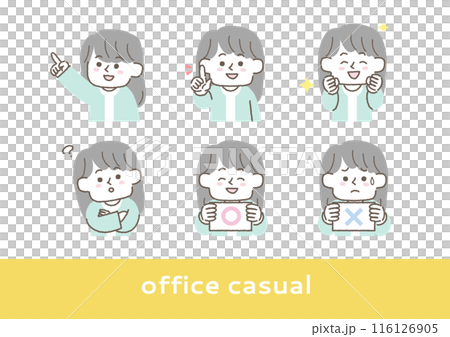 Illustration set of office ladies in office casual wear Illustration set of office ladies in office casual wear 116126905