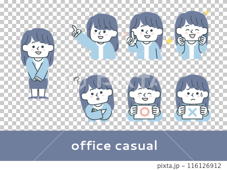 Office casual office lady facial expression illustration set 116126912