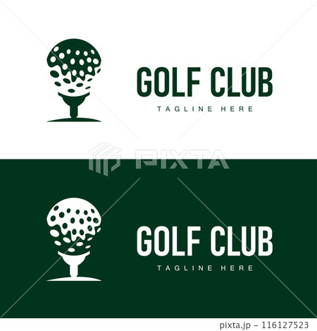 Golf club logo design and outdoor sport vector golf stick and ball template illustration 116127523