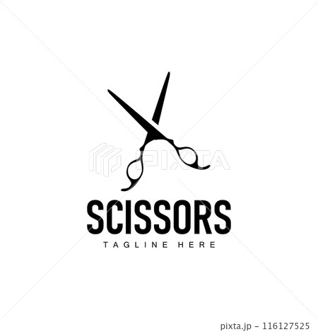 Barber tool scissors logo cutting tool vector, scissors simple background icon symbol design 116127525