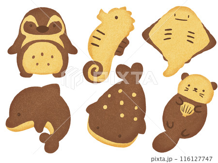 海の生き物のクッキーのイラスト 海の生き物のクッキーのイラスト 116127747