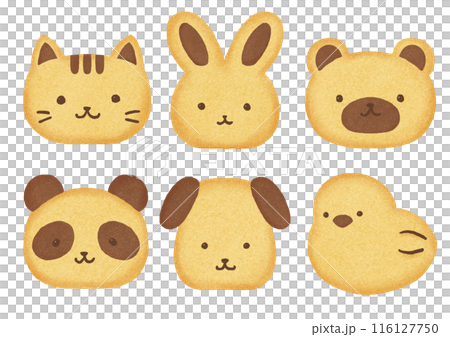 かわいい動物クッキーのイラスト かわいい動物クッキーのイラスト 116127750