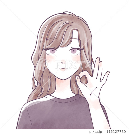 手描きイラスト　水彩原画　ロングヘアの女の子295 手描きイラスト 水彩原画 ロングヘアの女の子168 - メルカリ