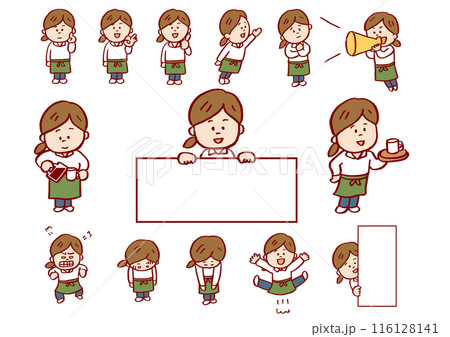 一生懸命に頑張るかわいいカフェの女性店員さん 116128141