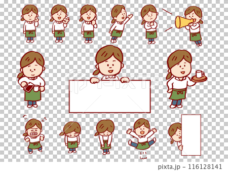 一生懸命に頑張るかわいいカフェの女性店員さん 116128141