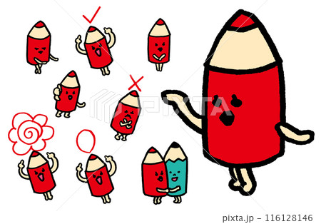塾や学校で使えるかわいい赤ペンのキャラ素材 116128146