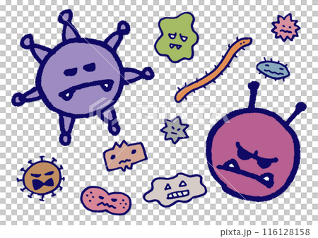 Colorful scary cute virus character material Colorful scary cute virus character material 116128158