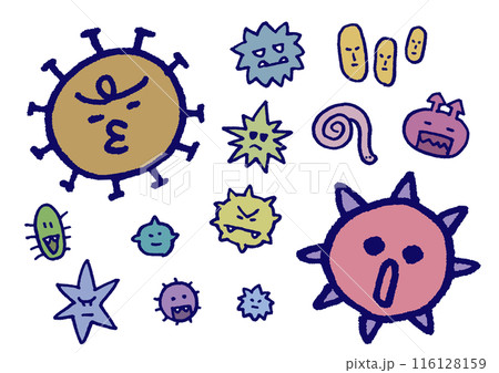 色とりどりの怖かわいいウイルスのキャラ素材 色とりどりの怖かわいいウイルスのキャラ素材 116128159