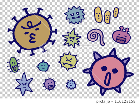 色とりどりの怖かわいいウイルスのキャラ素材 色とりどりの怖かわいいウイルスのキャラ素材 116128159