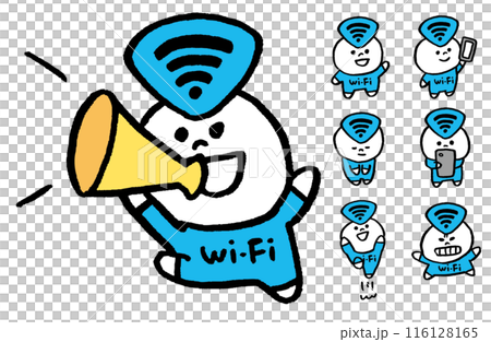 A cute blue wi-fi fairy character that transmits radio waves 116128165