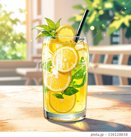 レモンの輪切りがたくさん入ったドリンク 116128638